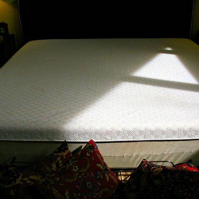 King Bed with Tempur-Pedic  Mattress and Velvet Upholstered Headboard