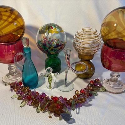 Assorted Decorative Glass Balls, Beaded Glass Garland, Colored Glass 