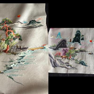 Pair Of Vintage Chinese Silk Embroidery Art