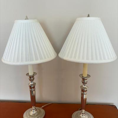 Pair of Frederick Copper Candlestick Style Table Lamps