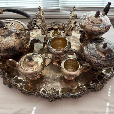Antique Alexander Scott & Sons Silverplate Tea Set