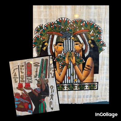 Pair Of Egyptian Papyrus Art Work-Framed