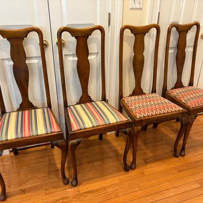 Four Queen Anne Style Side Dining Chairs