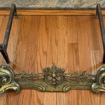 Sheffield NYC Rococo Brass Andirons & Fender 