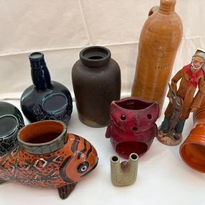 Collection Of Pottery-Pamunkey Indian Reservation, Spode, Bird Bottle, & Other