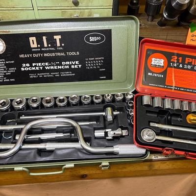 2 Socket Sets In Metal Cases - 1/4, 3/8 & 1/2”