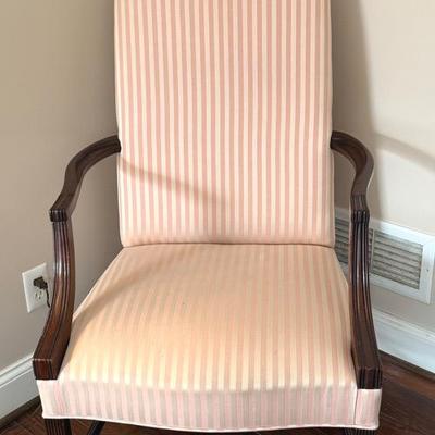Vintage Chair Upholstered High Back Lolling Chair, Bombay Side Table & Footstool 