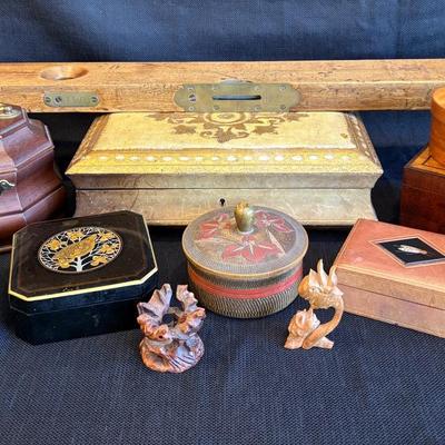 Collection Of Wooden Boxes- Coasters, Level, Jewelry Box