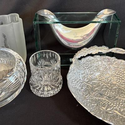Crystal Bowl, Vase, Wine Holder, Pewter Bowl
