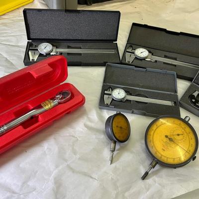 Precision Measuring Tools - Micrometer, Dial Calipers, Dial Indicators And 1/4” Torque Wrench 