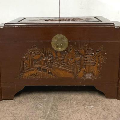Oriental Camphor Carved Storage Chest