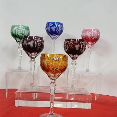 Bohemian Cut Glass Cordial Glasses