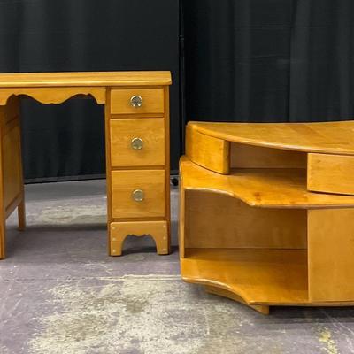 MCM Heywood Wakefield Corner Table W/ Mid-century Desk