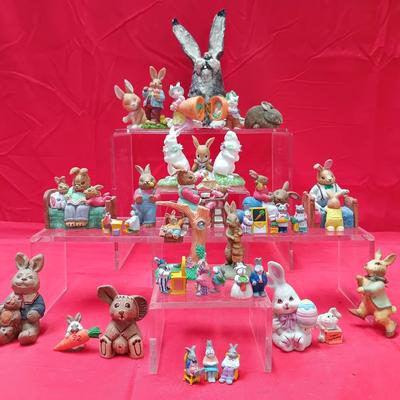 Painted Pewter Bunny Figurines And Decorative Rabbit Collection