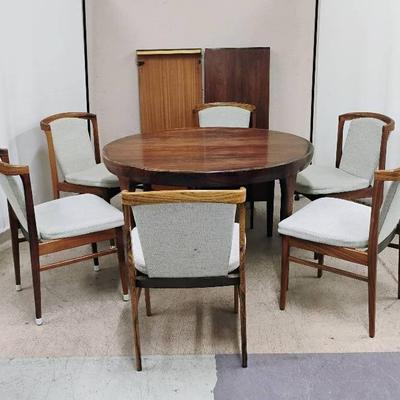 Solid Wood Dinner Table w/Six Wood Based Padded Dinner Chairs 