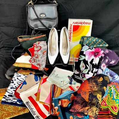Vintage Magdesians, Black Purse And Various Scarves 