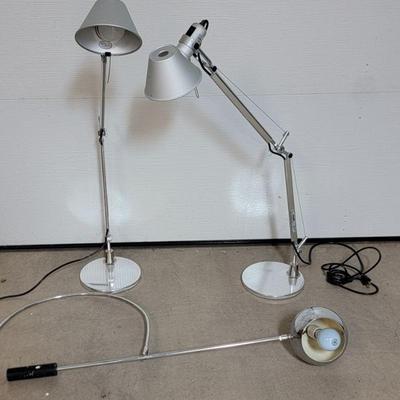 Artemide Italian Lamps (2) & Metal Globe Lamp...