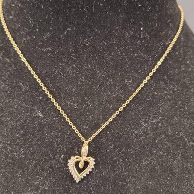 10 Kt ADL Heart Pendant with Gold Tone Chain 