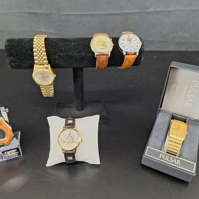 Watches Lot - 1973 Nixon - Working Pulsar -Timex - Swanson Diamond Japan - Working Packers - 
