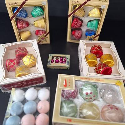 Large Lot of Vintage Pyramid Satin Ornaments - West Germany Ornaments - Feather Tree 