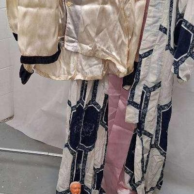 Japanese Kimonos - Wooden Shoes - Bills and Coin Currency - Doll - Small Drawer - Post Cards 