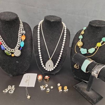 Lot of Signed Jewelry - Monit Bracelet Earrings Necklace - Treka Necklace