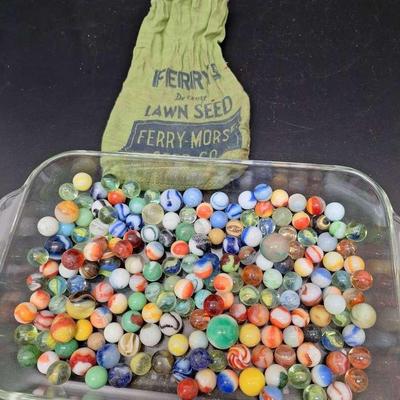 Large Lot B - Glass Marbles Includes Glow UV Glow Marbles 