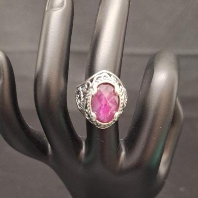 Carolyn Pollock Faced Red Ring Size 6 1/4 