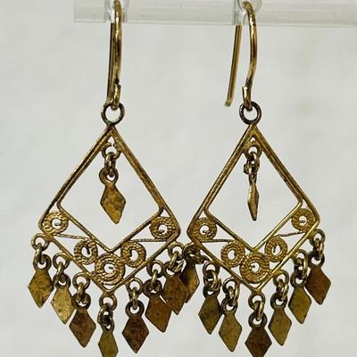 Sterling Silver Antiqued Gold Tone Earrings