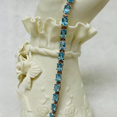 Blue Topaz and Sterling Silver Bracelet 