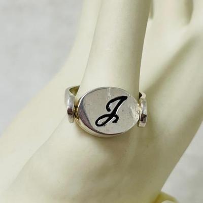 “J” Fashion Flip Rhinestone Ring