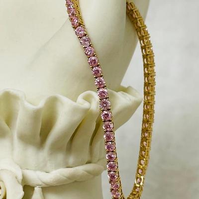 14K Gold Pink Stone Bracelet
