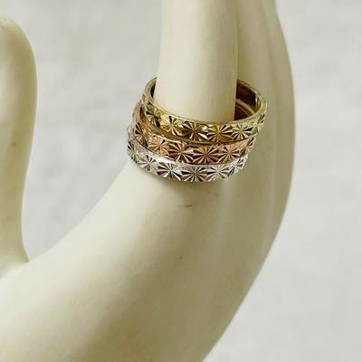 Tri-Tone Sterling Silver “Milor” Stacking Rings