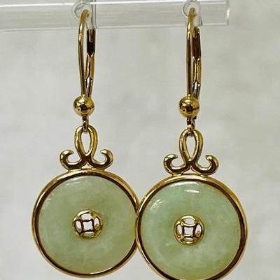 14K Gold Jadeite Earrings