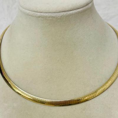 “Aurafin Peru” 10K Gold Reversible Omega Necklace