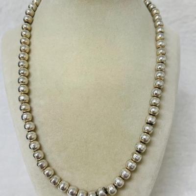 Vintage Mexico Silver Beaded Necklace