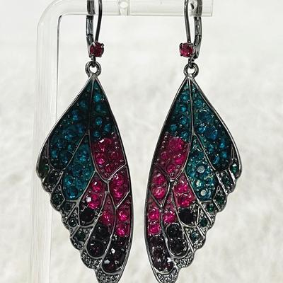 “Betsey Johnson” Crystal Butterfly Earrings