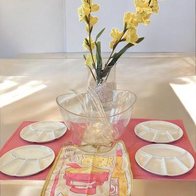 Vintage White Glazed Ceramic Fondue Plates Set of 4 and More