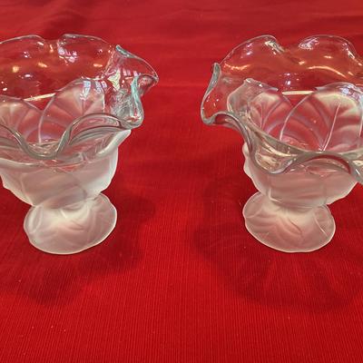 Vintage Viking Frosted Cabbage Leaf Bowls Set of 2 #4