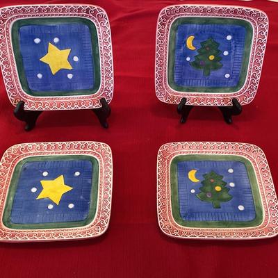 Lotus 2001 Square Christmas Plates Set of 4