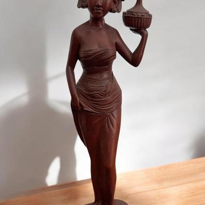 Hand-Carved Balinese Rosewood Asian Statue