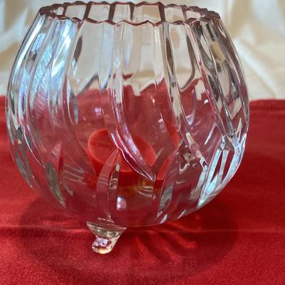 Cut Crystal Rose Bowl Candle Holder