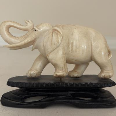 Vintage Chinese Pre Ban Faux Ivory Elephant With Stand