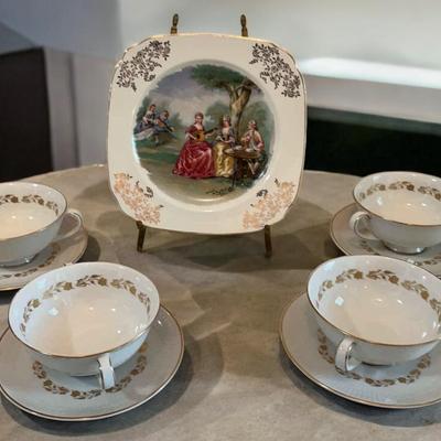 Royal Doulton Fairfax Chiba Set Of 4 Soup Bowls & Plates, Ansterdam Square Plate, 