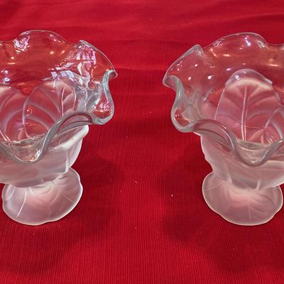 Vintage Viking Frosted Cabbage Leaf Bowls Set of 2 #2