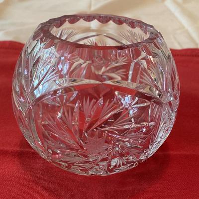 Crystal Cut Rise Bowl Pinwheel Etched