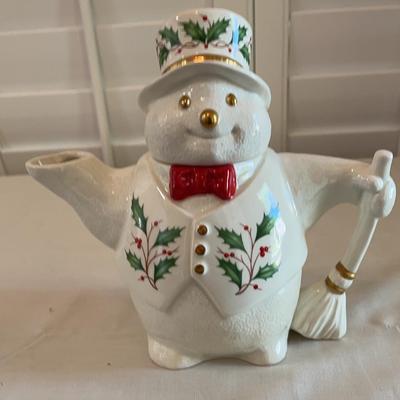Vintage Lennox Snowman 2 Piece Teapot 