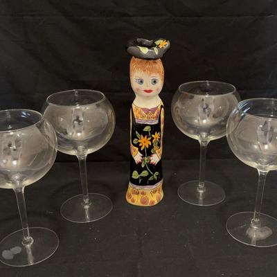 Susan Paley By Ganz Vase And Wine Glasses
