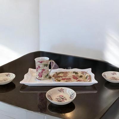 The Renaldo Collection Coffee Cup  with Matching  Tray & Coaster and Aberdeen China Bowls Set of 3