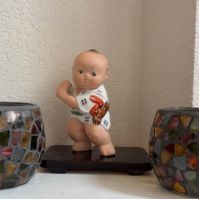 Japanese Figurine And Votive Candle Holders 